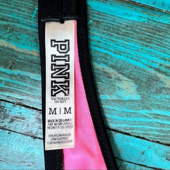 Pink Victoria’s Secret Studded Black Bikini Halter Top Size Medium - Picture 6 of 7